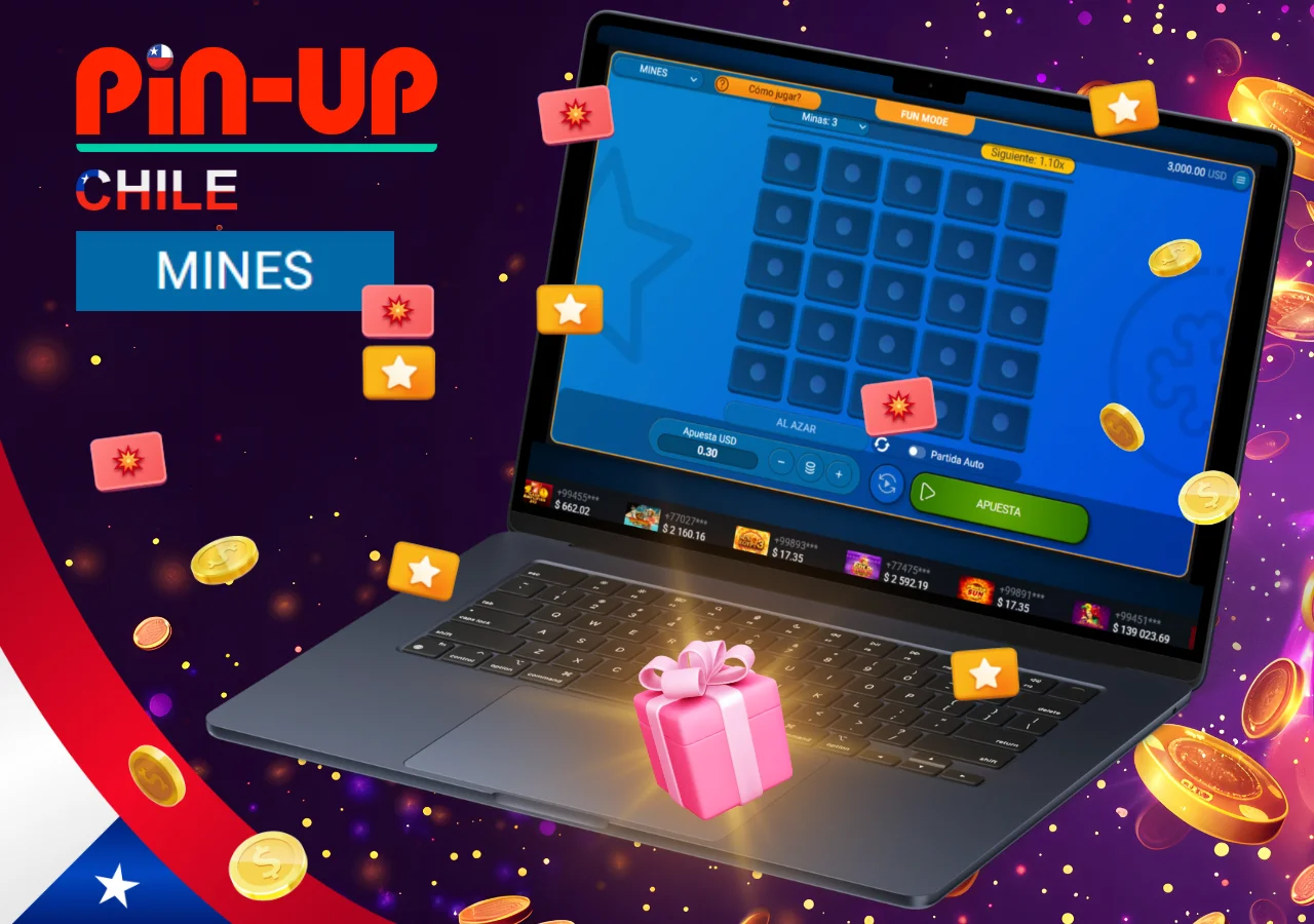 Explora el emocionante juego Pin Up Mines Chile y gana hasta 500.000 CLP de bono.