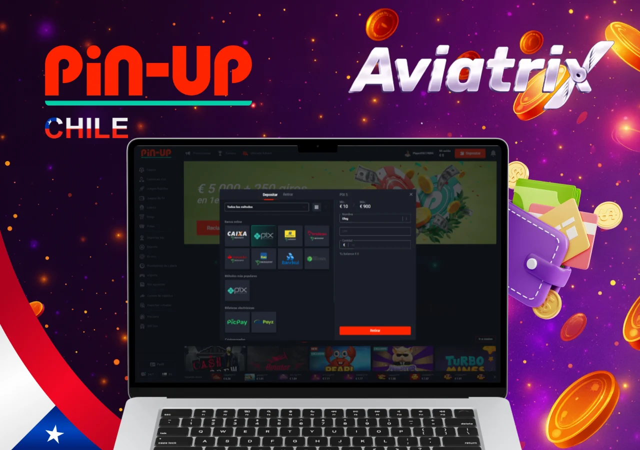 Opciones de métodos de pago en Pin-Up Chile para depósitos y retiros vinculados al juego Aviatrix